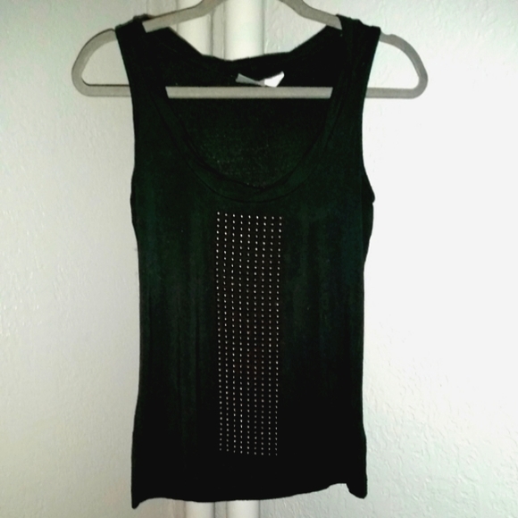 Y2K Studded Black Stretch Knit Tank Top Soundgirl Punk Metal Dot Studs - Picture 1 of 6